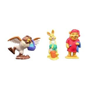 Disney Vtg Winnie the Pooh PVC Cake Topper Abt 2" Figures Owl Rabbit